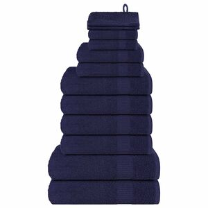 vidaXL Ensemble de serviettes FROGN 12 pcs bleu marine 360 g/m&sup2;