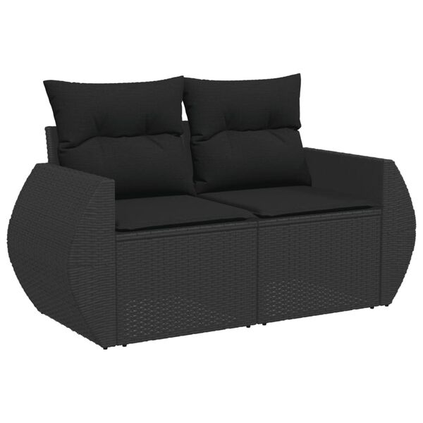 vidaXL Salon de jardin 5 pcs avec coussins noir r&eacute;sine tress&eacute;e