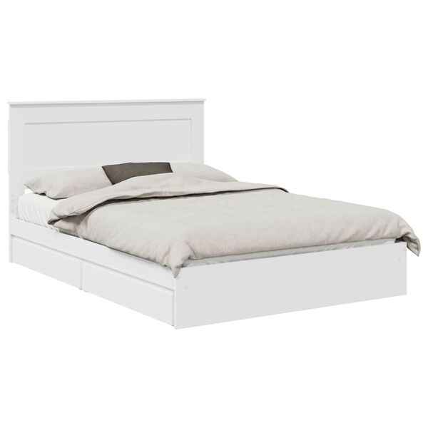 vidaXL Lit de Rangement Blanc 150 x 200 cm Bois d'ing&eacute;nierie
