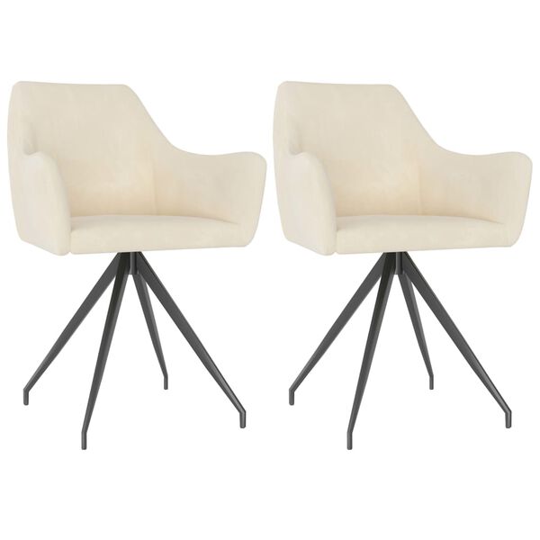 vidaXL Chaises &agrave; manger lot de 2 Cr&egrave;me Velours