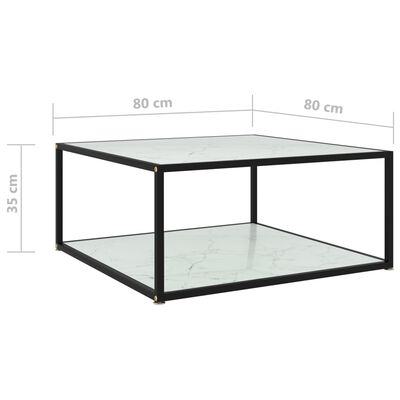 vidaXL Table basse Blanc 80x80x35 cm Verre trempé
