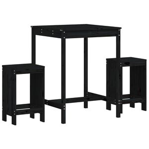 vidaXL Ensemble de bar de jardin 3 pcs noir bois de pin massif