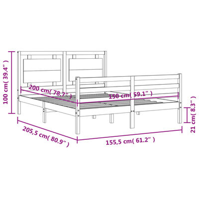 vidaXL Cadre de lit sans matelas blanc bois de pin massif