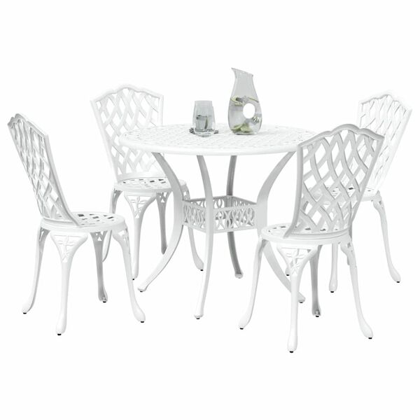 vidaXL Ensemble de salle &agrave; manger pour jardin 5 pcs Blanc Aluminium