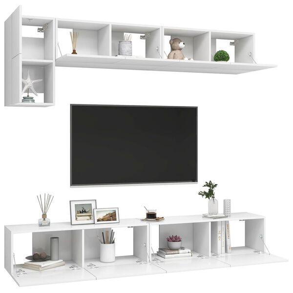 vidaXL Ensemble de meubles TV 5 pcs Blanc Bois d'ing&eacute;nierie