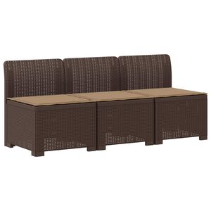 vidaXL Canap&eacute; de jardin 3 places avec coussins look rattan PP Marron