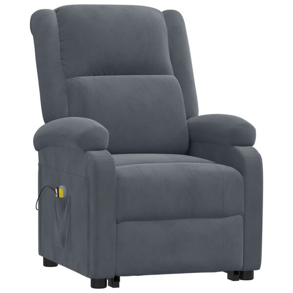 vidaXL Fauteuil de massage Gris foncé Velours