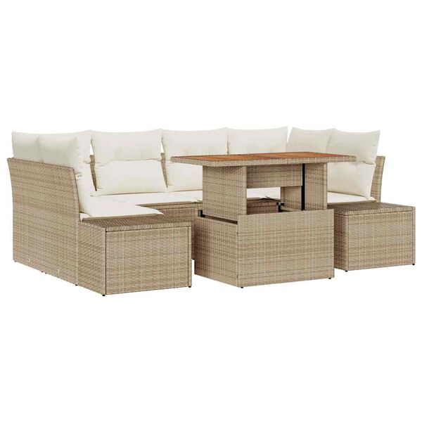 vidaXL Ensemble de salle &agrave; manger pour jardin 7 pcs Beige et cr&egrave;me