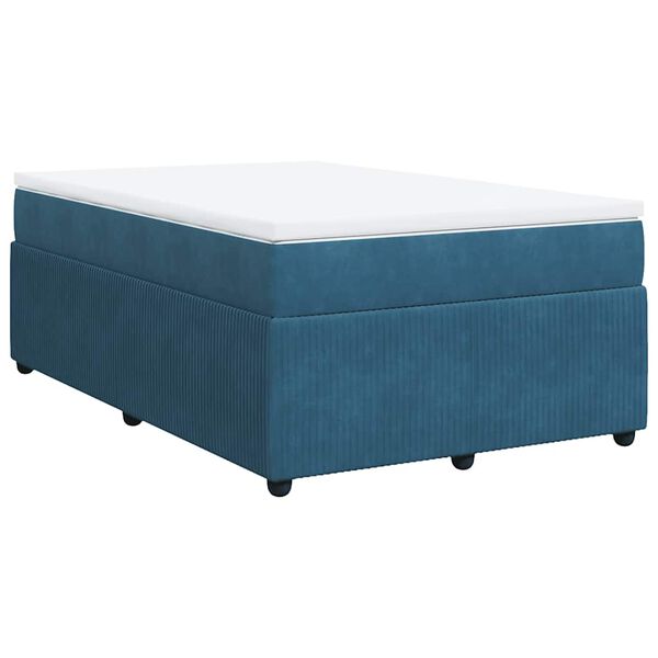 vidaXL Sommier &agrave; lattes de lit et matelas bleu fonc&eacute; 120x190cm velours