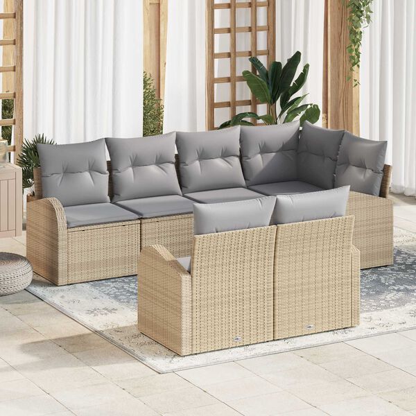 vidaXL Ensemble de canap&eacute; de jardin Beige polyrotin