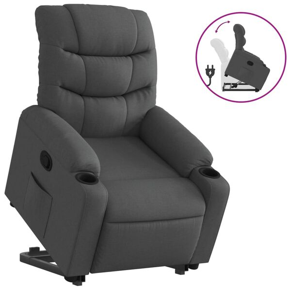 vidaXL Fauteuil inclinable Gris fonc&eacute; Tissu