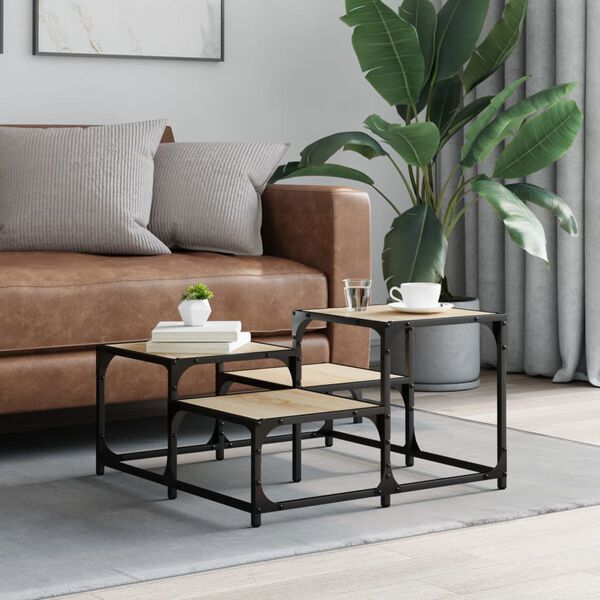 vidaXL Table basse ch&ecirc;ne sonoma 68x68x40 cm bois d'ing&eacute;nierie