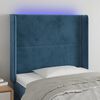 vidaXL T&ecirc;te de lit &agrave; LED Bleu fonc&eacute; 83x16x118/128 cm Velours