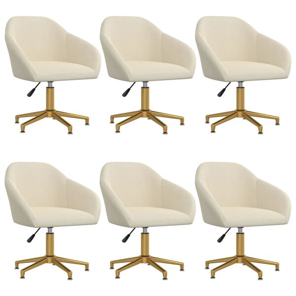 vidaXL Chaises pivotantes &agrave; manger lot de 6 cr&egrave;me velours