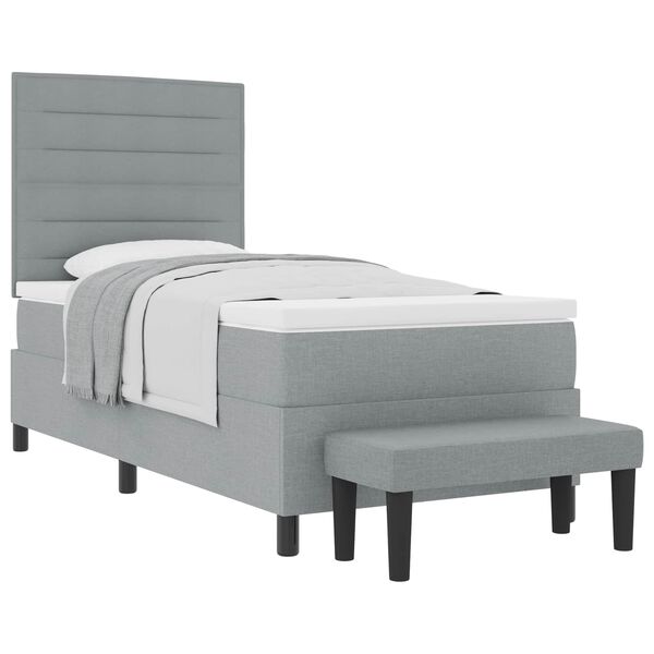 vidaXL Lit &agrave; ressorts avec matelas Gris clair 90 x 200 cm tissu