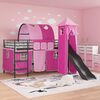 vidaXL Lit mezzanine pour enfants Noir et rose 79,5 x 200 cm M&eacute;tал