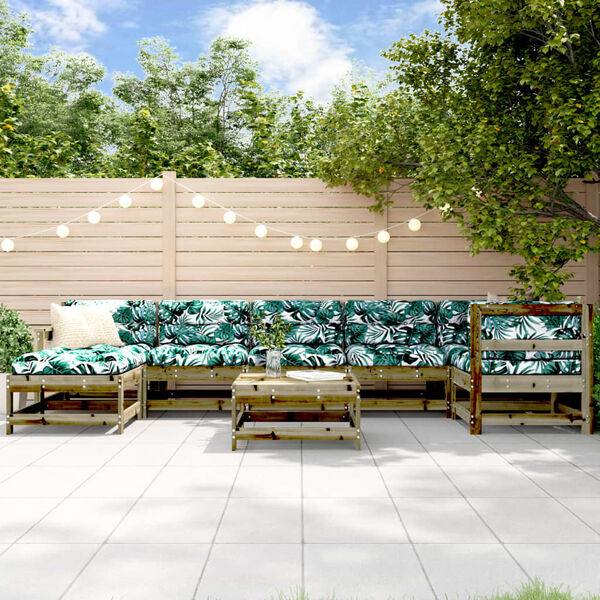 vidaXL Salon de jardin 8 pcs avec coussins bois de pin imprégné