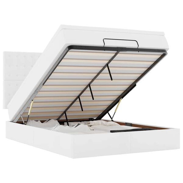 VidaXL Cadre de lit ottoman avec matelas blanc 140x190 cm similicuir
