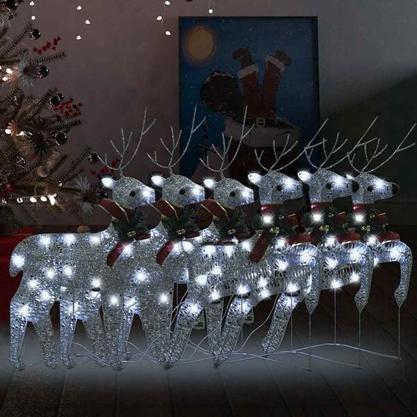 vidaXL Rennes de No&euml;l 6 pcs Argent&eacute; 120 LED
