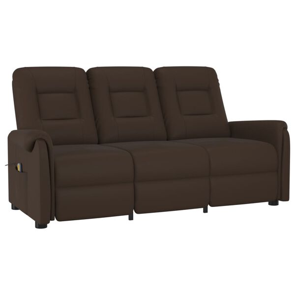 vidaXL Fauteuil de massage inclinable 3 places marron similicuir