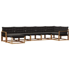 vidaXL Ensemble de canap&eacute;s d'ext&eacute;rieur 7 pc Naturel et noir
