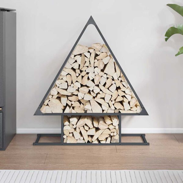 vidaXL Portant de bois chauffage anthracite 80x25x90 cm