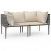 vidaXL Canap&eacute;s d'angle de jardin et coussins 2 pcs gris r&eacute;sine tress&eacute;e