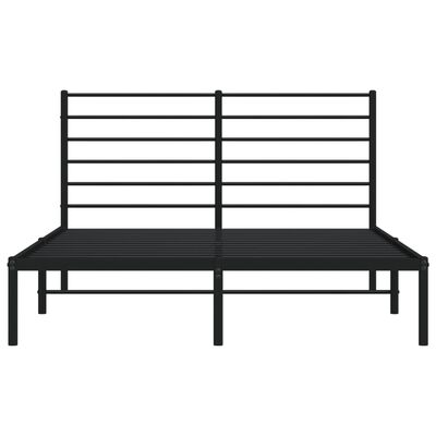 vidaXL Cadre de lit métal sans matelas avec tête de lit noir 135x190cm