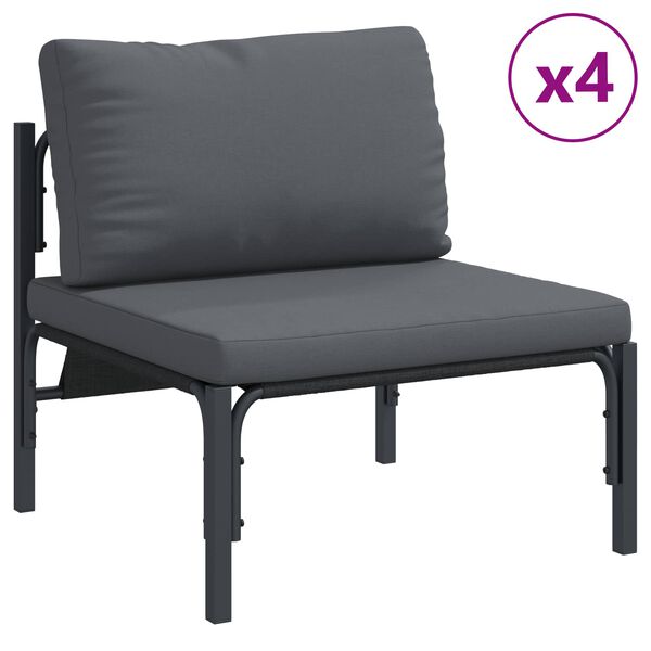 vidaXL Ensemble de canap&eacute; de jardin avec coussin 8 pcs Noir Acier