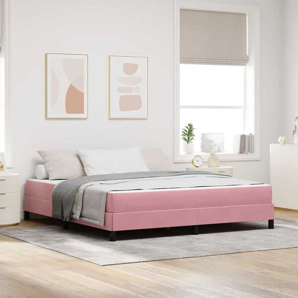 vidaXL Lit &agrave; ressorts avec matelas Rose 180 x 220 cm tissu