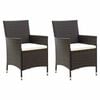 vidaXL Chaises de jardin avec coussins lot de 2 R&eacute;sine tress&eacute;e Marron