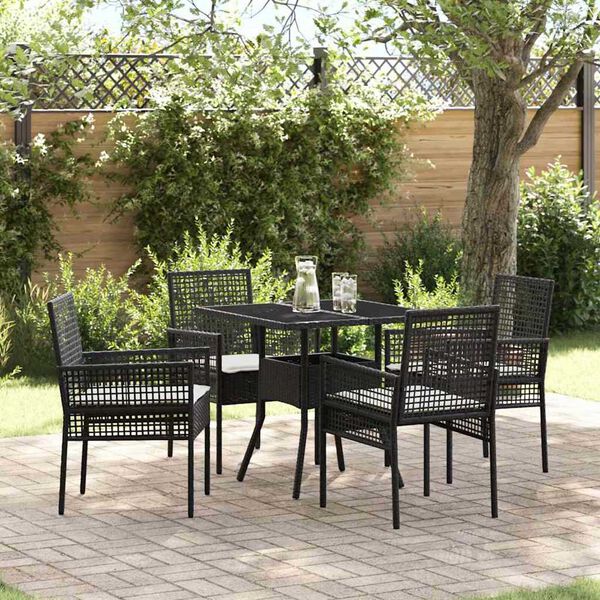 vidaXL Ensemble de salle &agrave; manger pour jardin 5 pcs Noir polyrotin