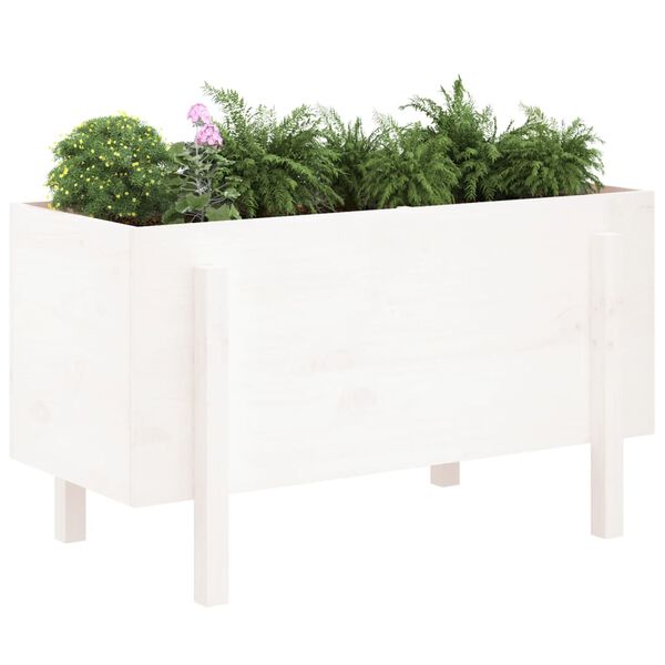 vidaXL Lit sur&eacute;lev&eacute; de jardin blanc 101x50x57 cm bois de pin massif