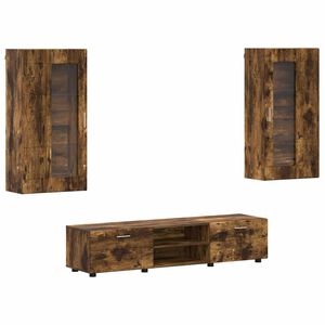 vidaXL Ensemble meuble TV FLORIN 3 pc Ch&ecirc;ne fum&eacute; Bois d'ing&eacute;nierie