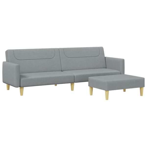 vidaXL Canap&eacute;-lit &agrave; 2 places avec repose-pied gris clair tissu
