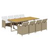 vidaXL Ensemble &agrave; manger de jardin et coussins 9 pcs Poly rotin Beige