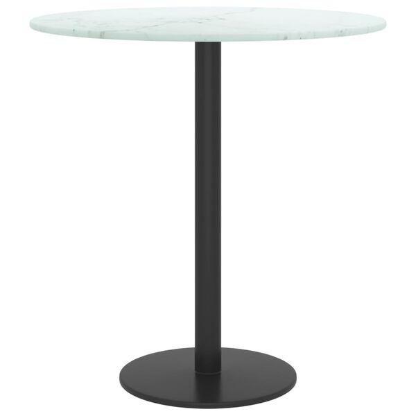 vidaXL Dessus de table blanc Ø40x0,8cm verre trempé avec design marbre
