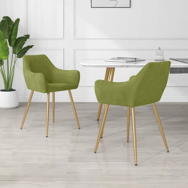 vidaXL Chaises &agrave; manger lot de 2 vert clair velours
