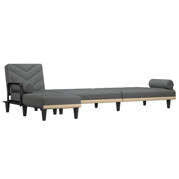 vidaXL Canap&eacute;-lit en forme de L gris fonc&eacute; 260x140x70 cm tissu