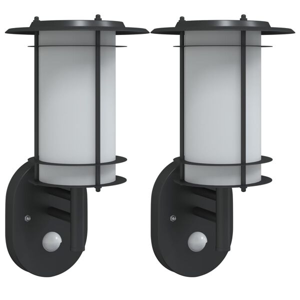 vidaXL Appliques murales d'ext&eacute;rieur et capteurs 2pcs acier inoxydable