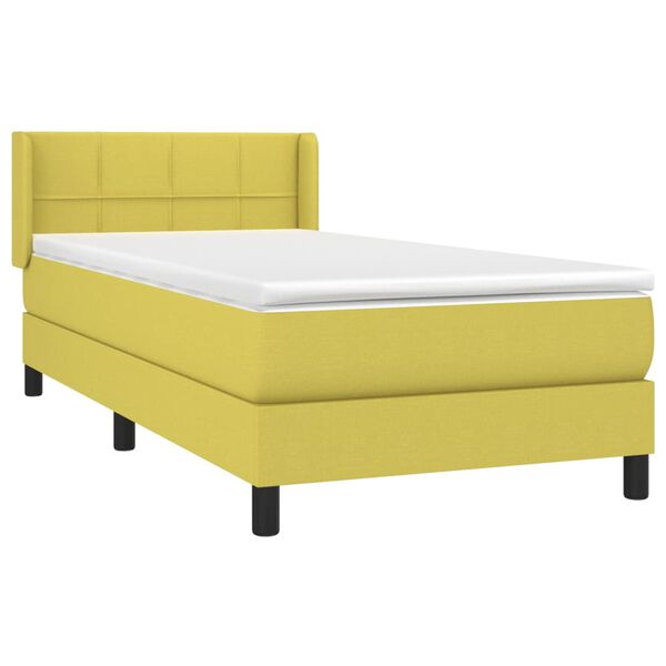 vidaXL Sommier à lattes de lit avec matelas Vert 100x200 cm Tissu