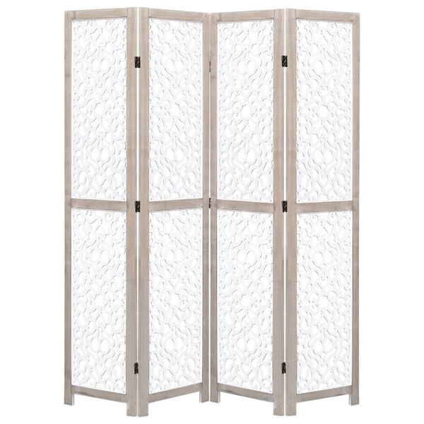 vidaXL Cloison de s&eacute;paration 4 panneaux Blanc 140x165 cm Bois solide