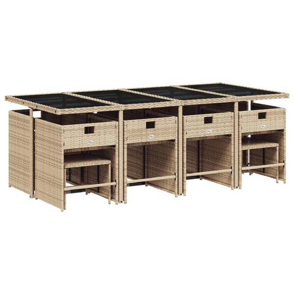 vidaXL Ensemble &agrave; manger de jardin et coussins 13 pcs beige