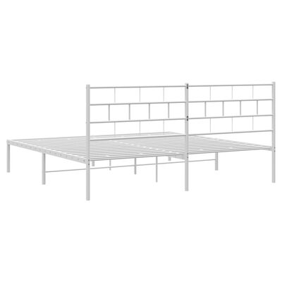 vidaXL Cadre de lit métal sans matelas et tête de lit blanc 193x203 cm