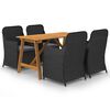 vidaXL Ensemble &agrave; manger de jardin 5 pcs Noir