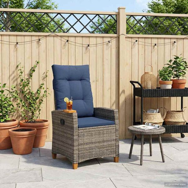 vidaXL Chaise inclinable avec plateau &agrave; th&eacute; 62 x 64 x 112 cm polyrotin