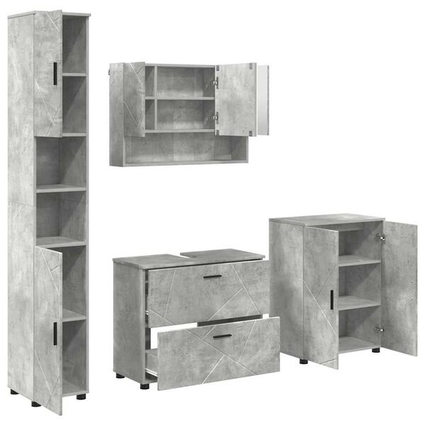 vidaXL Ensemble de mobilier de salle de bain 4 pcs Gris b&eacute;ton