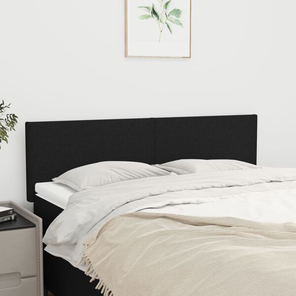 vidaXL T&ecirc;tes de lit 2 pcs Noir 72x5x78/88 cm Tissu