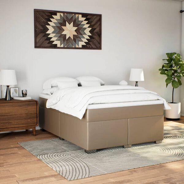 vidaXL Sommier &agrave; lattes de lit avec matelas Cappuccino 140x200 cm