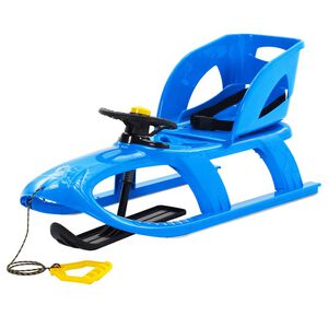 vidaXL Tra&icirc;neau avec si&egrave;ge et volant Bleu 102,5x40x23 cm Polypropyl&egrave;ne